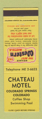 Matchbook Cover - Chateau Motel Colorado Springs Best Western