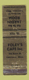 Matchbook Cover - Foley's Cafe Lawrence MA WORN