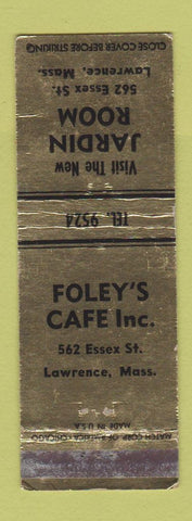 Matchbook Cover - Foley's Cafe Lawrence MA WORN