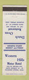 Matchbook Cover - Western Hills Motor Hotel Colorado Springs Dutch Oven