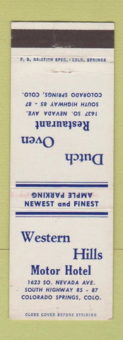 Matchbook Cover - Western Hills Motor Hotel Colorado Springs Dutch Oven