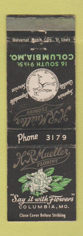 Matchbook Cover - HR Mueller Flowers Columbia MO