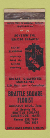 Matchbook Cover - Brattle Square Florist Cambridge MA WORN