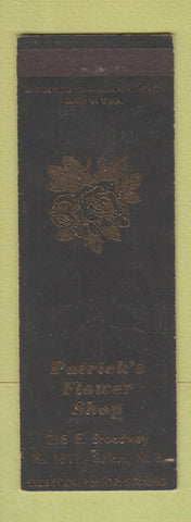 Matchbook Cover - Patrick's Flower Shop Salem NJ SAMPLE WORN
