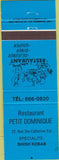 Matchbook Cover - Restaurant Petit Dominique Rue Ste Catherine