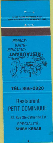 Matchbook Cover - Restaurant Petit Dominique Rue Ste Catherine