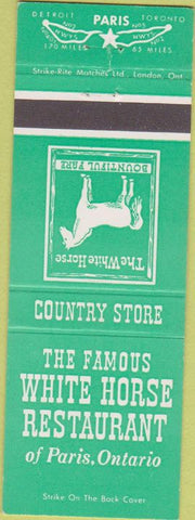 Matchbook Cover - White Horse Restaurant Paris ON