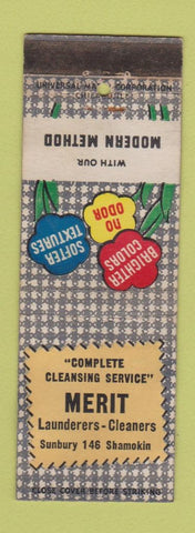 Matchbook Cover - Merit Laundry Cleaners Shamokin PA Sunbury WEAR