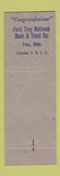 Matchbook Cover - Hello Little Newcomer Baby Groy OH Bank