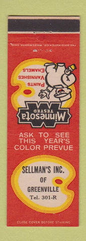 Matchbook Cover - Minnesota Paints Sellman's Greenville