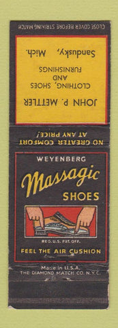 Matchbook Cover - Weyenberg Massagic Shoes John Mettler Sandusky MI