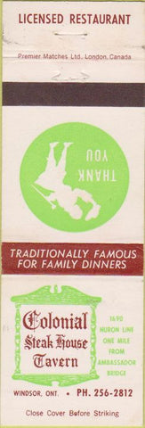 Matchbook Cover - Colonial Steak Hosue Tavern Canada