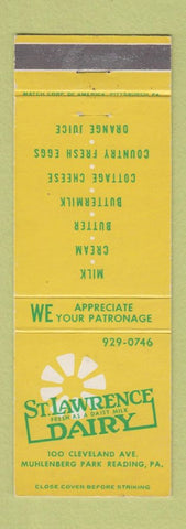 Matchbook Cover - St Lawrence Dairy Reading PA