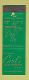 Matchbook Cover - Carl's Restaurant  Los Angeles Santa Monica CA