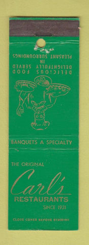 Matchbook Cover - Carl's Restaurant  Los Angeles Santa Monica CA