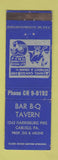 Matchbook Cover - BBQ Tavern Carlisle PA