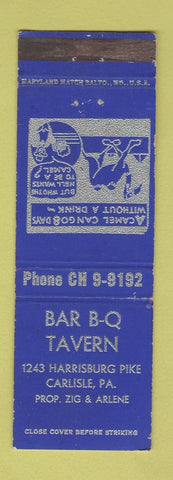Matchbook Cover - BBQ Tavern Carlisle PA