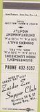 Matchbook Cover - Zuider Zee Supper Club Green Bay WI