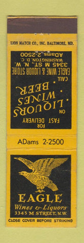 Matchbook Cover - Eagle Wines Liquors Washington DC