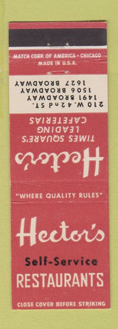 Matchbook Cover - Hector's Restaurants New York City