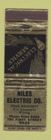 Matchbook Cover - Niles Electric Niles IL