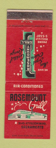 Matchbook Cover - Rosemount Grill Sacramento CA