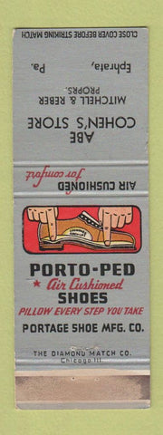 Matchbook Cover - Porto Ped Shoes Abe Cohen's Ephrata PA WORN