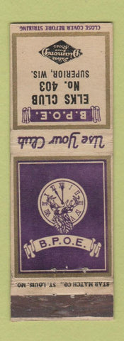 Matchbook Cover - Elks Lodge Superior WI STAR MATCH Peters Shoes