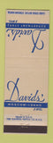 Matchbook Cover - David's Department Store Moscow ID