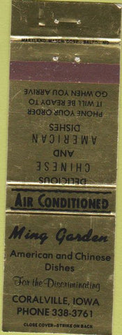 Matchbook Cover - Ming Garden Corvalville IA