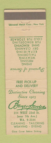 Matchbook Cover - Berger Service Cleaning New York City