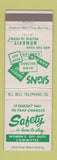 Matchbook Cover - Safety NJ Bell Telephone New Jersey Warning Signs