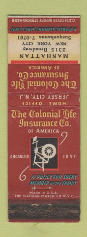 Matchbook Cover - Colonial Life Insurance New York City WEAR