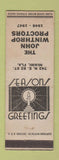 Matchbook Cover - John Winthrop Proctors Miami FL 1947 Christmas
