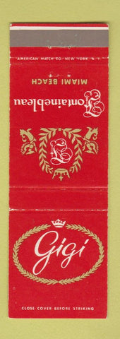 Matchbook Cover - Gigi Fontainebleau Hotel Miami Beach FL