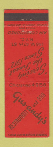 Matchbook Cover - Gus Andy's Restaurant Bar New York City WEAR
