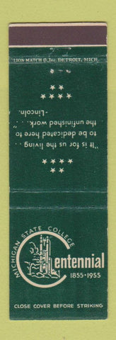 Matchbook Cover - Michigan State College East Lansing MI 1955 Centennial