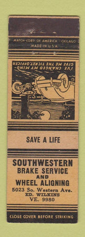 Matchbook Cover - Southwestern Brake Service