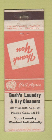 Matchbook Cover - Bush's Laundry Dry Cleaning Rochester NY