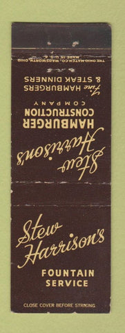 Matchbook Cover - Stew Harrison's Hamburgers Fountain