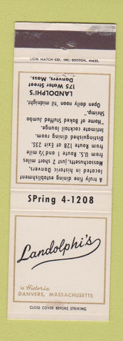 Matchbook Cover - Landolphi's Danvers MA restaurant