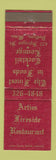 Matchbook Cover - Arties Fireside Restaurant Dedham MA