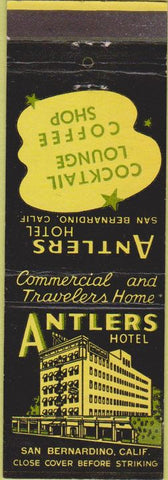 Matchbook Cover - Antlers Hotel San Bernardino CA