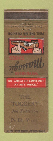 Matchbook Cover - Weyenberg Massagic Shoes Toggery Pe Ell WA WEAR Joe Tobiason