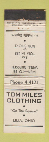 Matchbook Cover - Tom Miles Clothes Lima OH MERCHANTS WORN