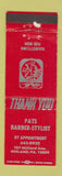 Matchbook Cover - Pats Barber Stylist Midland PA WEAR
