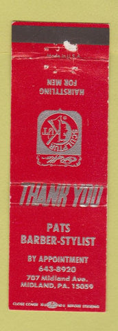 Matchbook Cover - Pats Barber Stylist Midland PA WEAR