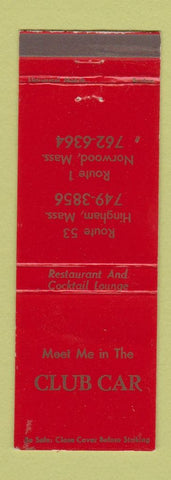 Matchbook Cover - Club Car Hingham MA Norwood