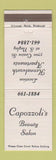 Matchbook Cover - Capozzoli's Beauty Salon Pittsburgh PA