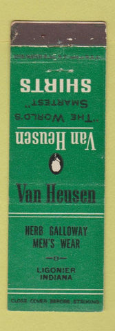 Matchbook Cover - Van Heusen Men's Shirts Herb Galloway Ligonier IN